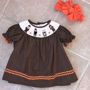 Stellybelly baby girls thanksgiving dress with bow